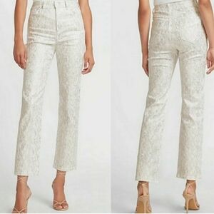Express Super High Rise Cropped Straight Leg Silver Snake Skin Jeans Size 4